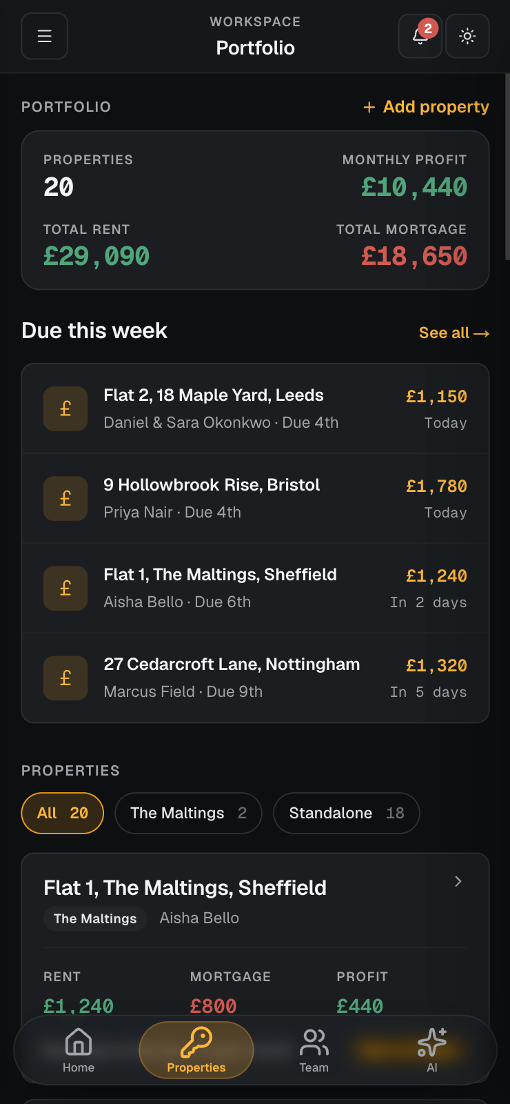 Build & Let portfolio on a phone